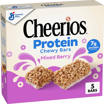 Cheerios Protein Chewy Bars, Snack Bars, Mixed Berry, 5 Ct, 6.35 oz