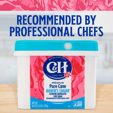 C&H Pure Cane Ultrafine Granulated Bakers Sugar, 3.5 lb Easy Baking Tub (Pack of 2)
