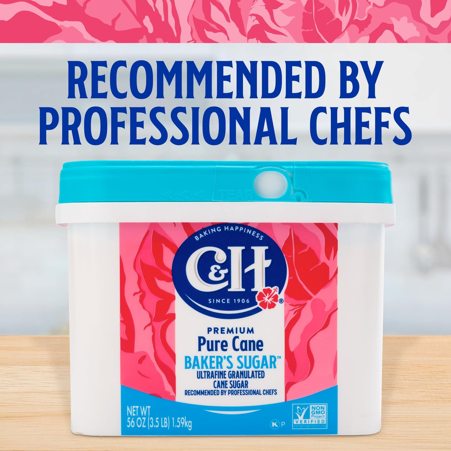 C&H Pure Cane Ultrafine Granulated Baker s Sugar, 3.5 lb Easy Baking Tub