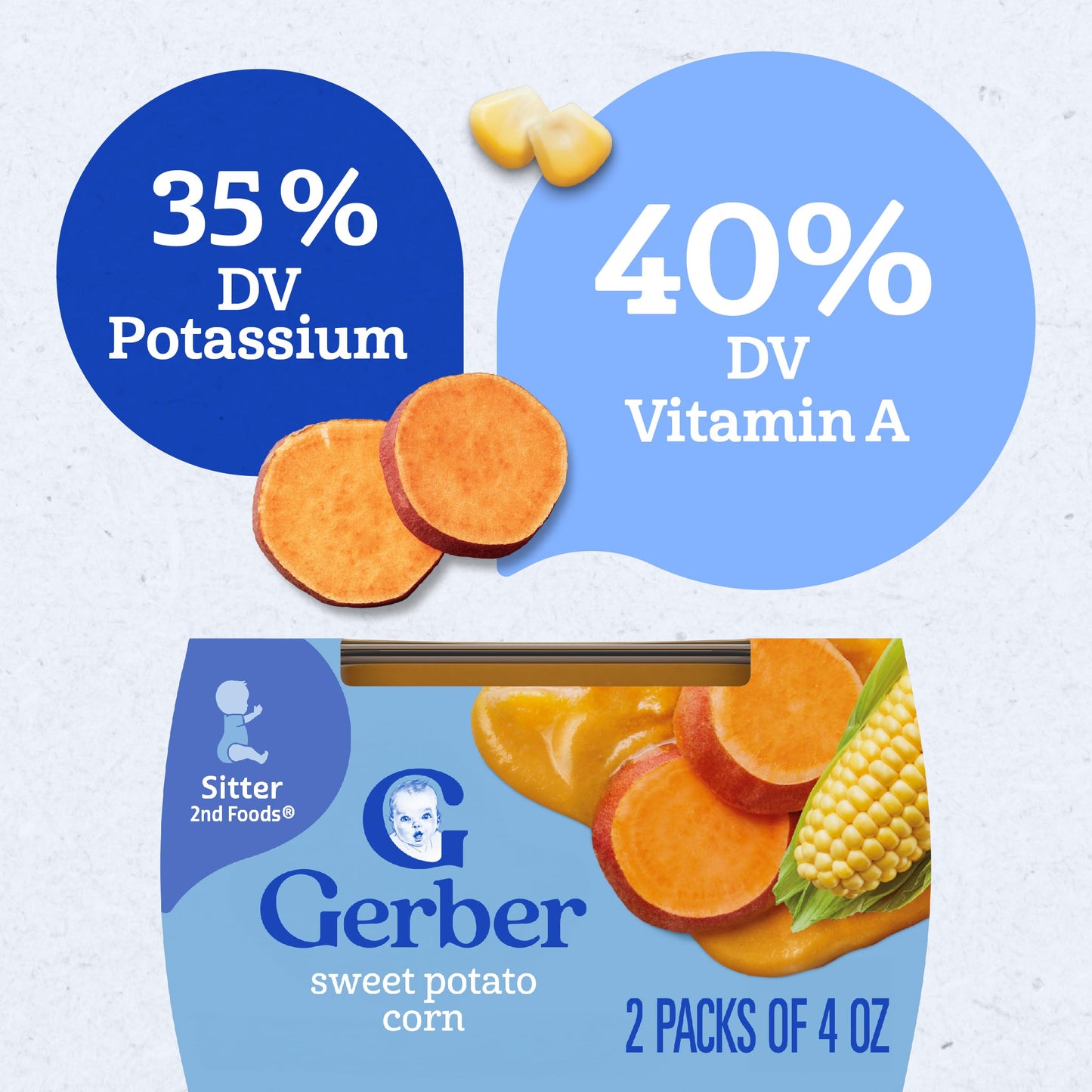 Gerber 2Nd Foods Sweet Potatoes & Corn, 4 Ounce Tubs, 2 Count (Pack Of 8)