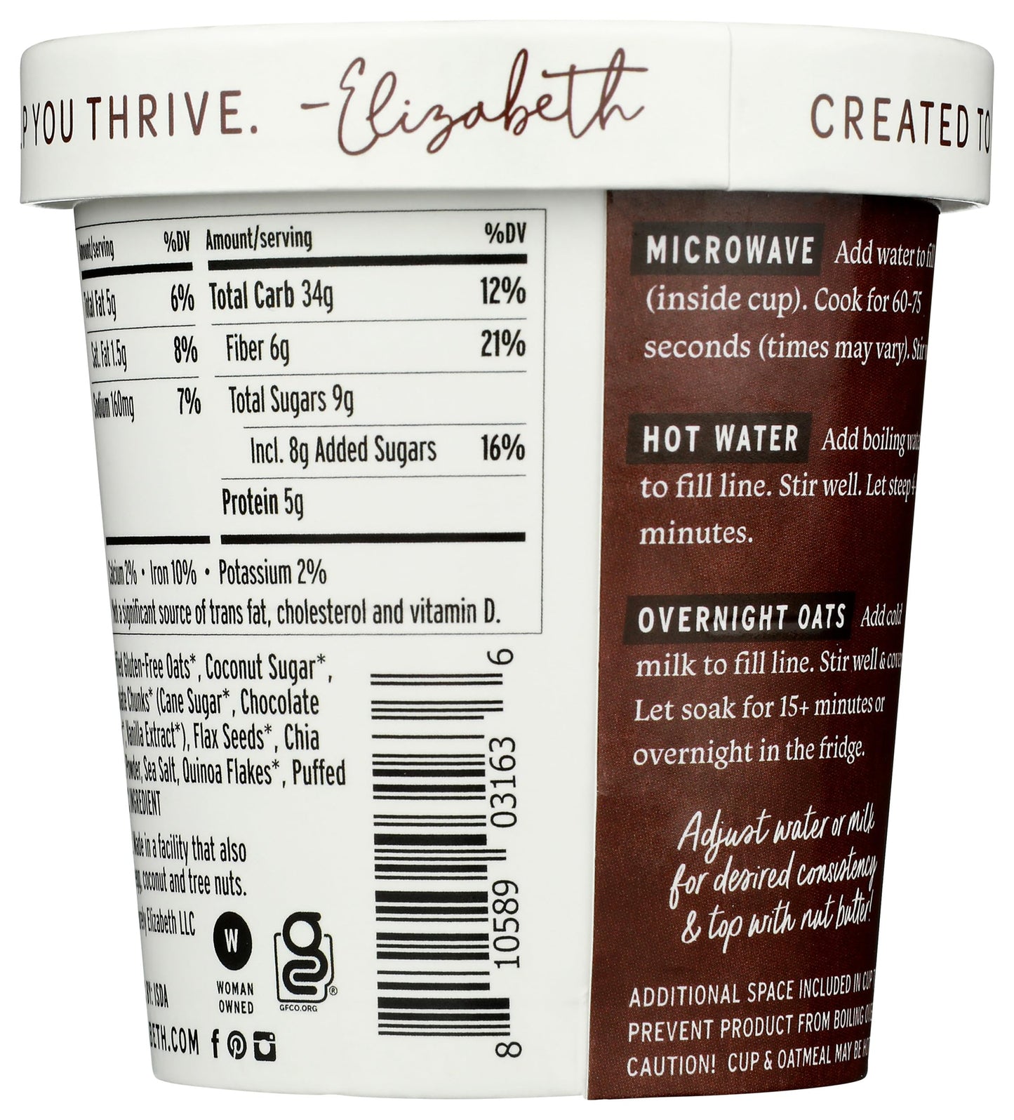 Purely Elizabeth Oatmeal Cup Dk Choc Chunk 1.76 Oz