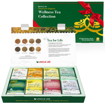 Uncle Lees Organic Tea Variety Gift Set - 8 Teas (6 Bags Each) in Premium Gift Box, 48 Count, Model: cop-001