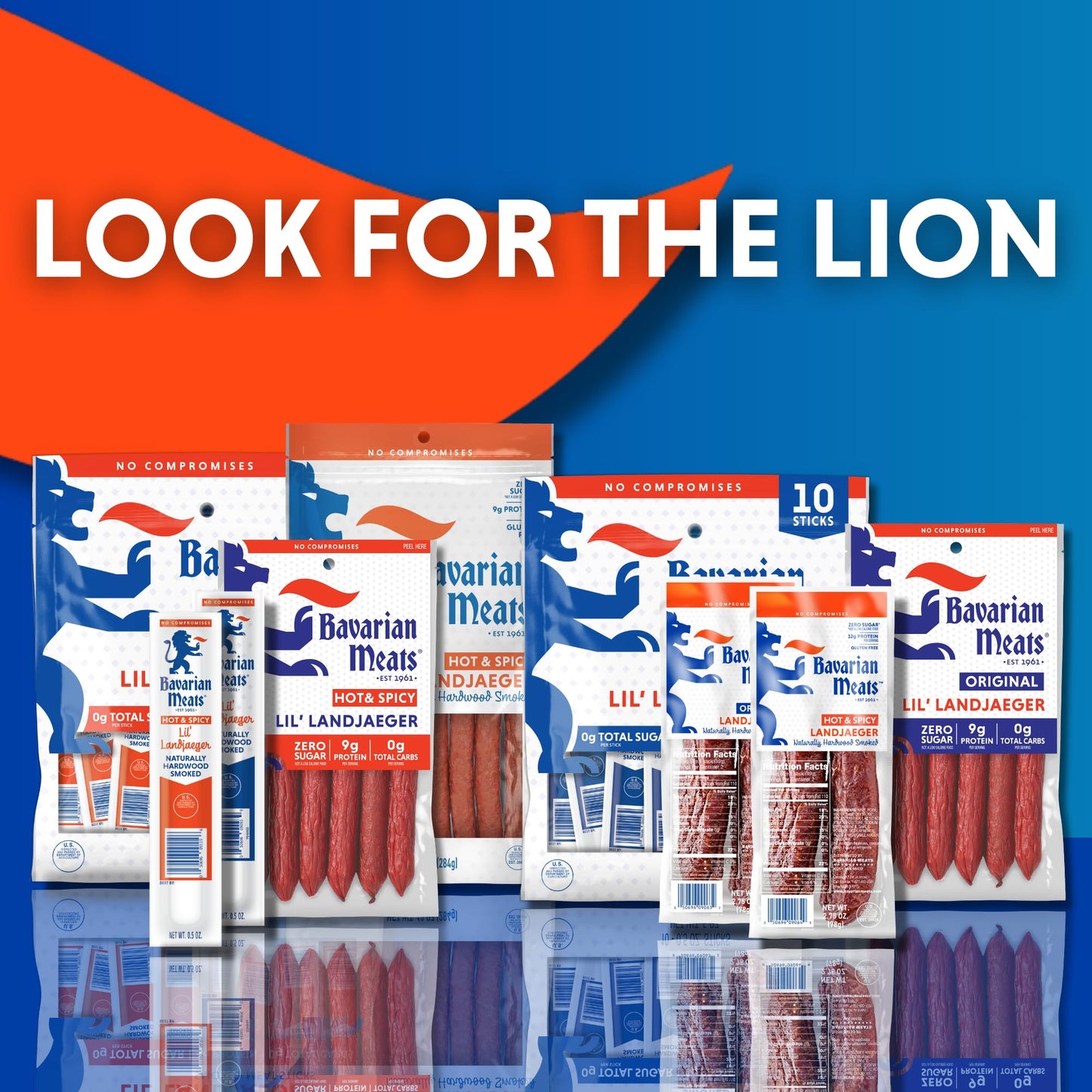 Bavarian Meats Lil Landjaeger Meat Sticks, Individually Wrapped Smoked Sausage Protein Snacks, Zero Sugar, Great Source Of Protein, Gluten Free, Keto Friendly Low Carb Snack, 0.5 Ounce (Pack Of 10)