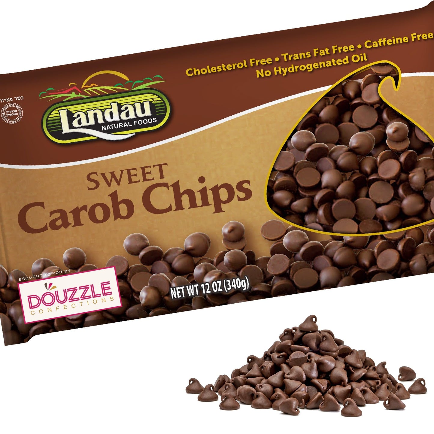 DOUzzle Naturally Sweet Carob Chips - Chocolate Chips Alternative, All Natural, Caffeine Free, 12 OZ, Kosher Parve