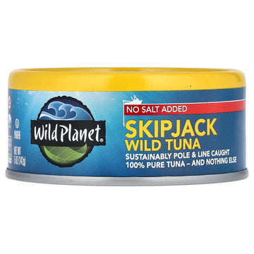 Wild Planet Skipjack Wild Tuna No Salt Added Keto And Paleo 3Rd Party Mercury Tested 5 Ounce