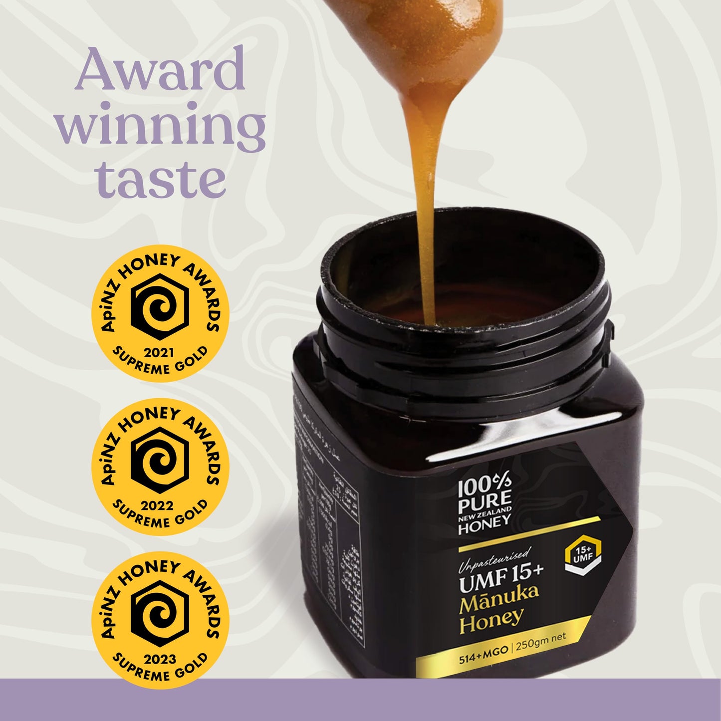 100% Pure New Zealand Manuka Honey - Certified Umf 15+ (Mgo 512+), Award Winning New Zealand Raw Manuka Honey Premium Grade, 17.