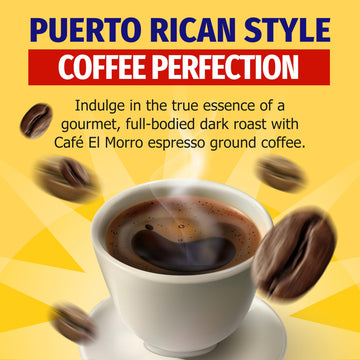 Caf   El Morro Dark Roast Espresso Ground Coffee, Bulk Coffee, Authentic Puerto Rican Style Coffee, Vacuum Sealed, Ground Espres