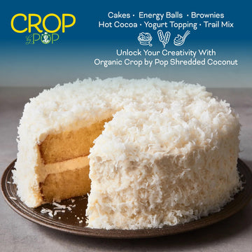 Crop By Pop - Organic Shredded Coconut Flakes, Unsweetened, No Sugar Added, Medium Desiccated, Dry (8Oz - 1 Pack) Non Gmo, Glute