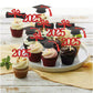 YuBoBo Graduation Cupcake Toppers, 48 PCS Food Picks, Red Paper Grad Cap & Diploma Decorations