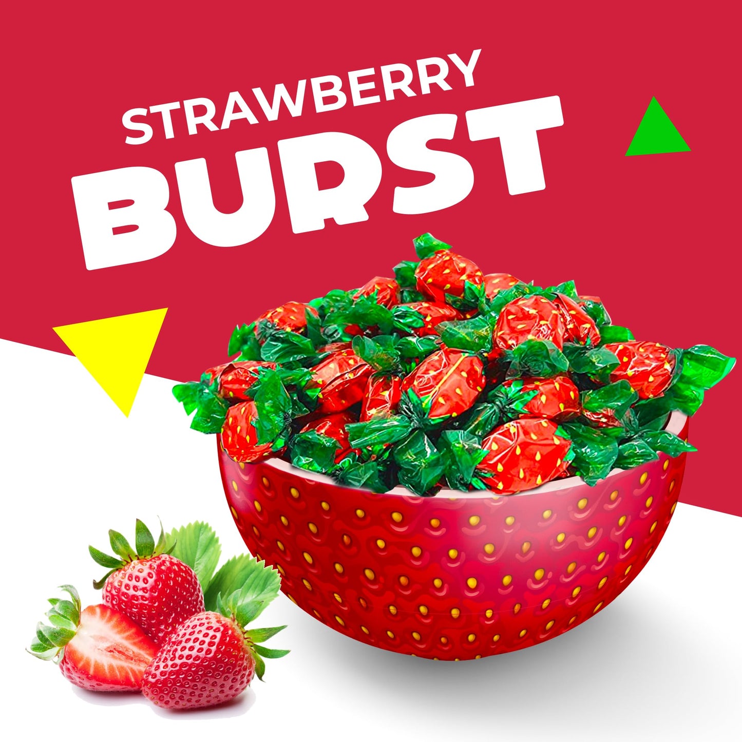 Strawberry Filled Bon Bons | 1 Pound Bag | Hard Candy, Individually Wrapped