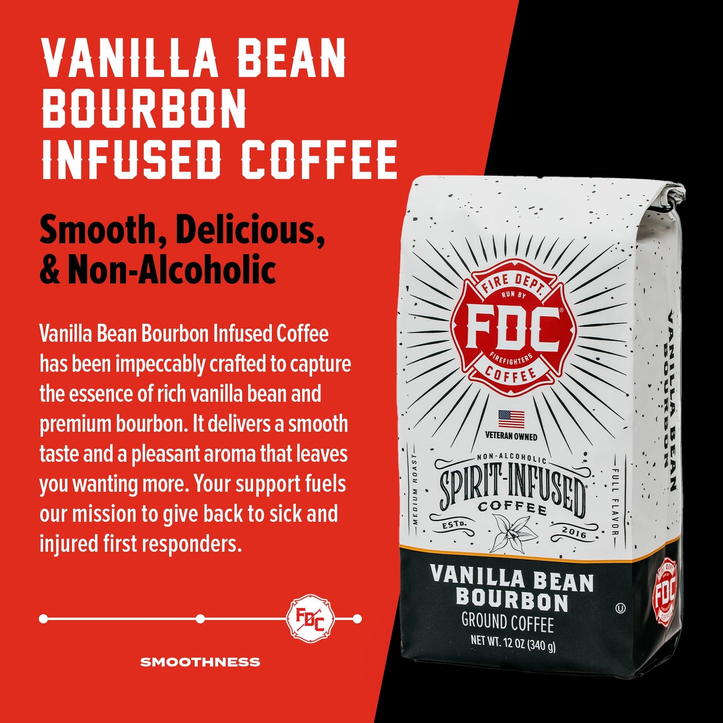 Fire Department Coffee Vanilla spirit-inspired flavor Coffee - Ground Medium Roast - 12 oz - Veteran Owned - Non-  ic - Roasted in the USA