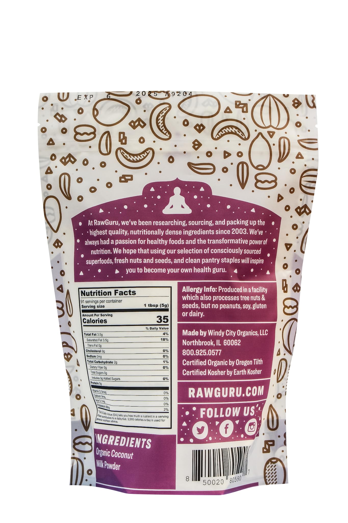 Rawguru Coconut Milk Powder - 16 Oz (Pack Of 2) - Usda Organic | Gluten Free | Non-Gmo | Vegan | Plant-Based Creamer