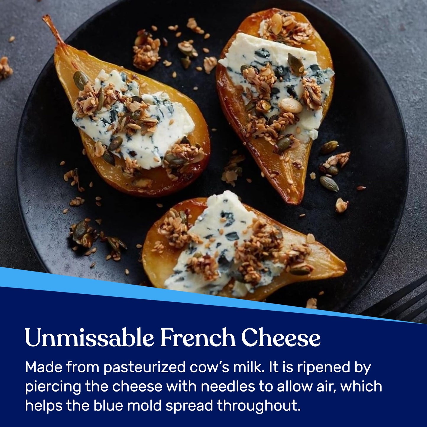 Ile de France Saint Agur Blue Cheese Wheel - Creamy & Mild - 5 lbs - Perfect for Charcuterie Boards