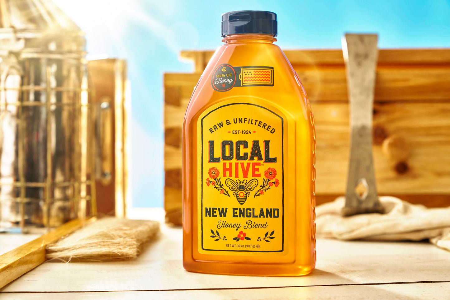 Local Hive New England Raw Unfiltered Honey - 32Oz, 100% Pure Us Honey, Sourced From American Bees And Beekeepers - Natural Swee