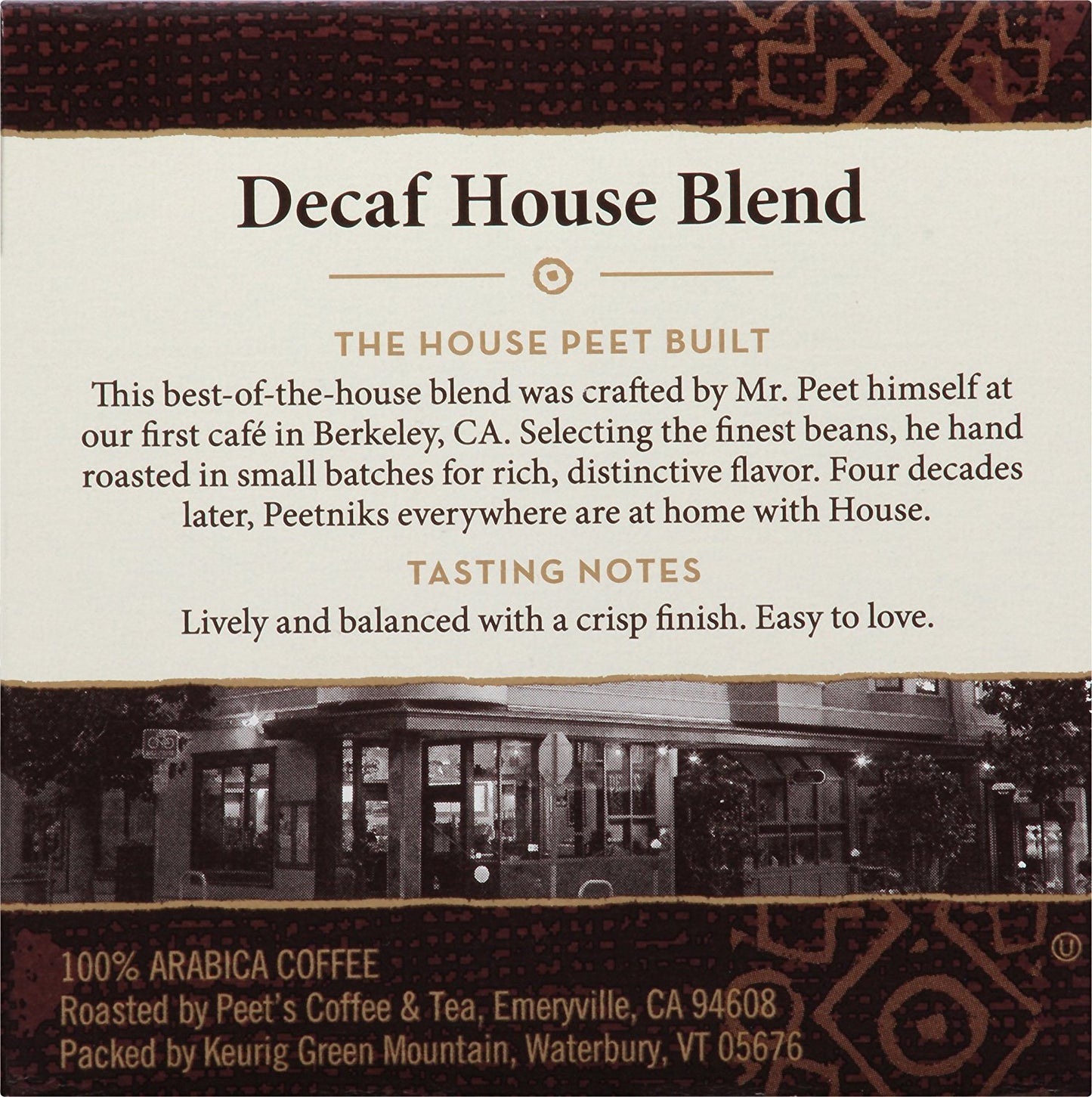 Peets Coffee Decaf House Blend Single Cup Coffee for Keurig, 40 Count, Model HAZC093313