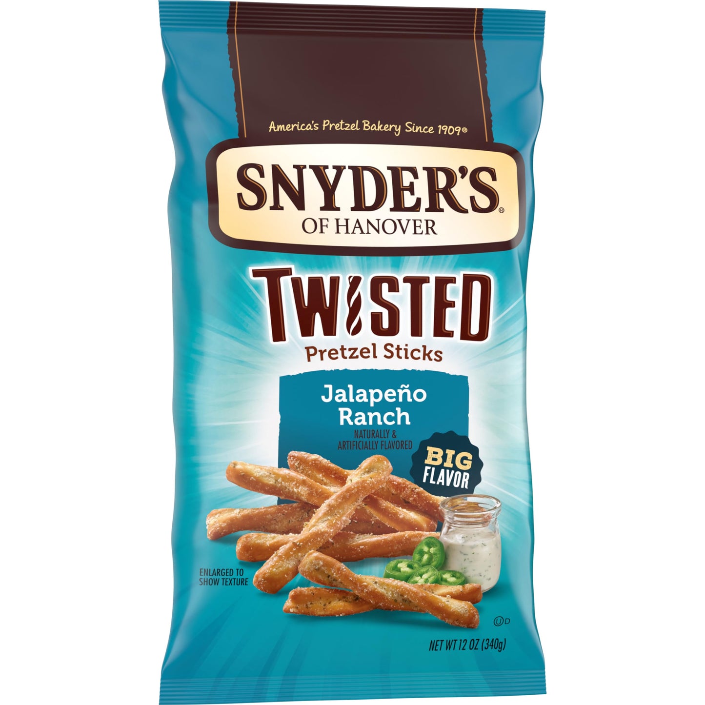 Snyders of Hanover Jalapeo Ranch Flavored Twisted Pretzel Sticks, 12 Oz Bag (Pack of 3)
