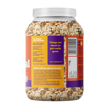 Yogabar No Added Sugar Oatmeal 1Kg - With Alphonso Mango, Chia Seeds And Real Fruits & Berries - Whole Breakfast Oatmeal Cereal