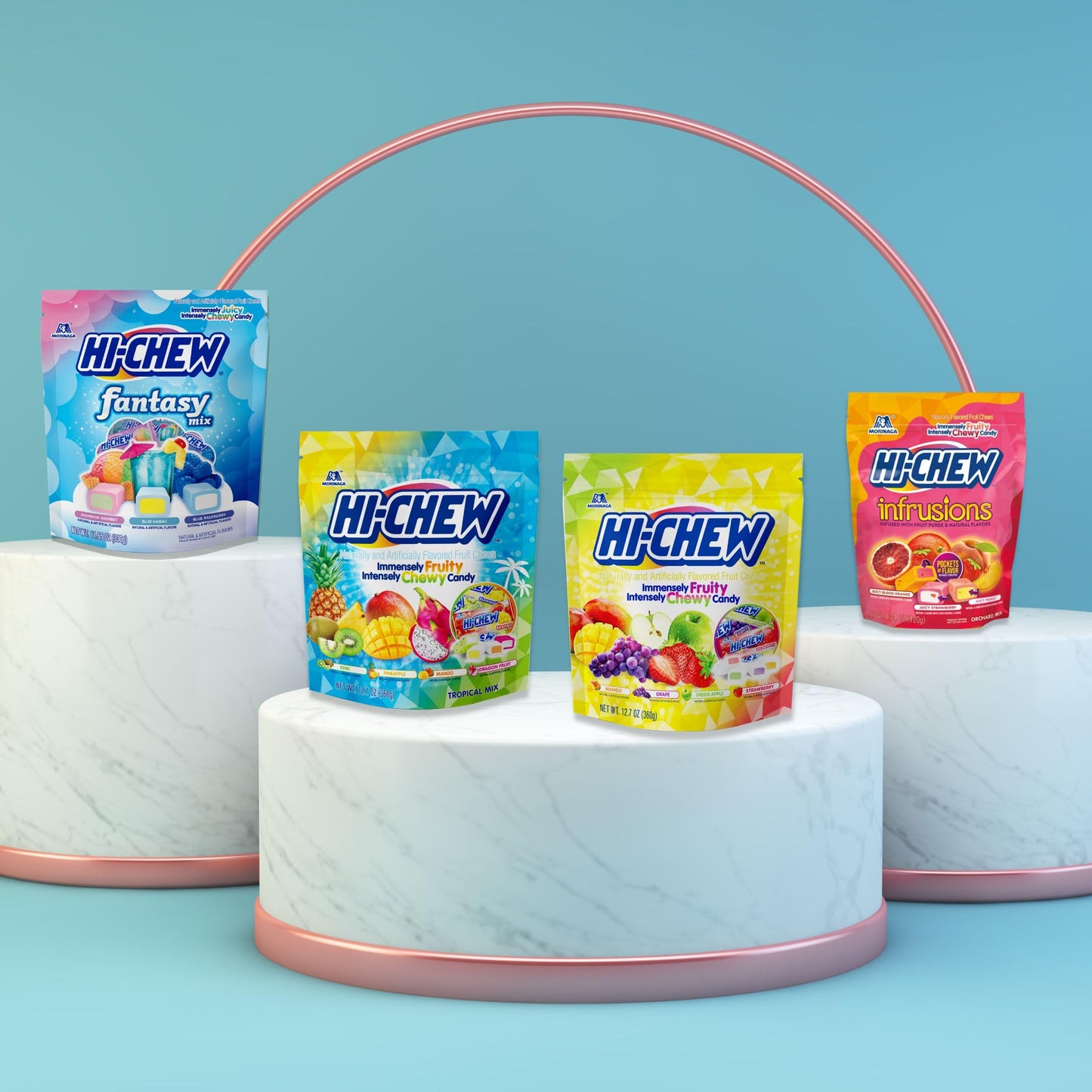 HI-CHEW Variety Mix Bulk, 220+ Pieces, 4 Stand Up Pouches - 13 Flavors Bulk, Sweet and Sour Chewy Candy, Unique Fun Soft - Immen
