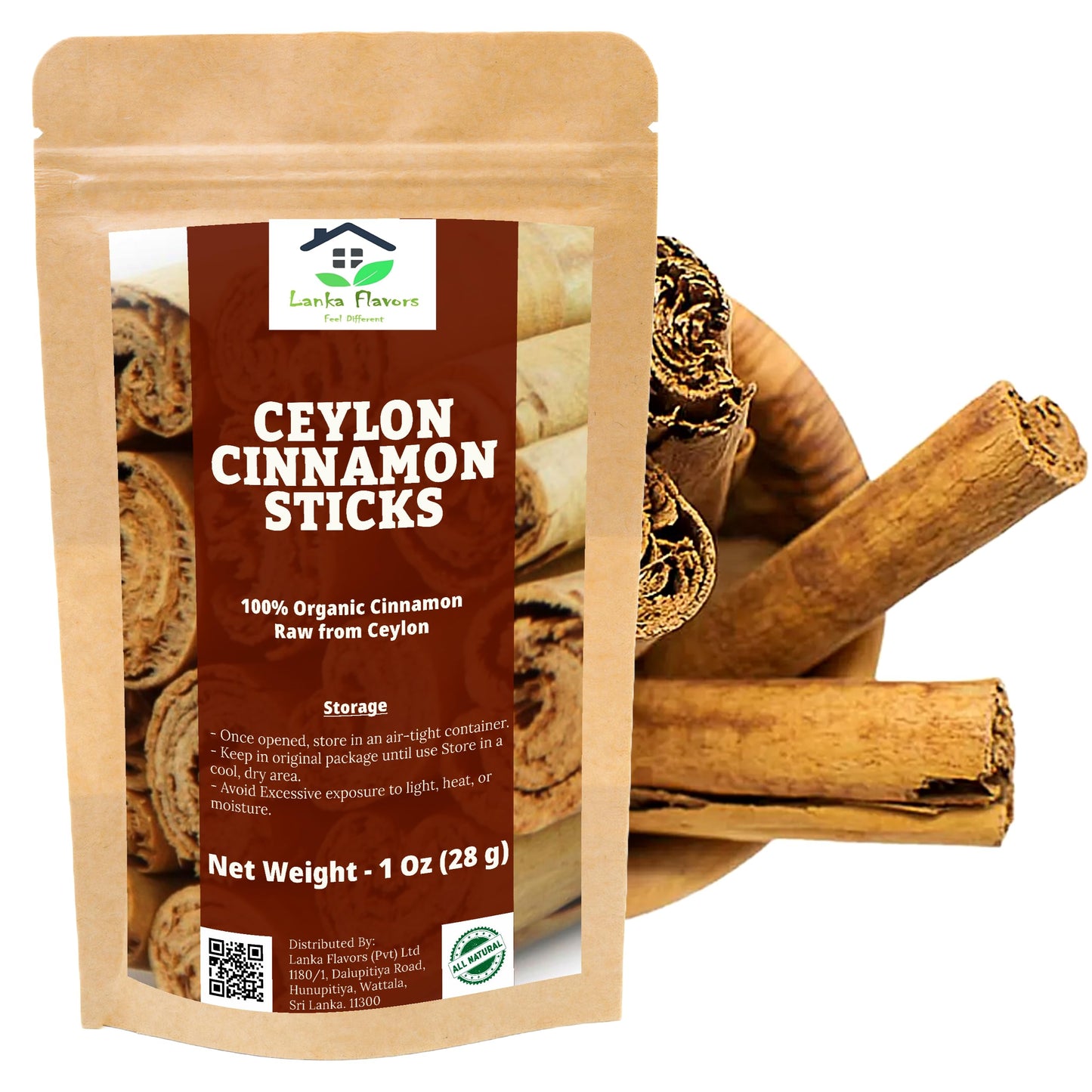 Lanka Flavors Ceylon Cinnamon Sticks Natural Aroma Perfect for Cooking & Beverages 1 oz (28 g)