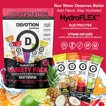 Devotion Nutrition Hydroflex Packets | Vitamin Infused Hydration Powder | Water Enhancer Drink Mix | Sugar Free, Gluten Free, Ve