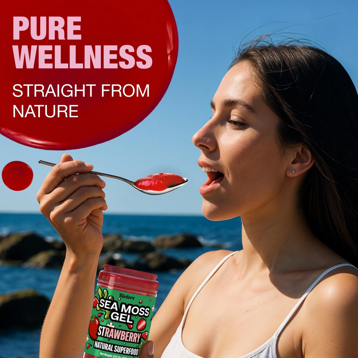 Biolore Sea Moss Gel - Wildcrafted Irish Sea Moss, Made in USA - Superfood with Essential Vitamins, Trace Minerals - Mango Pinea