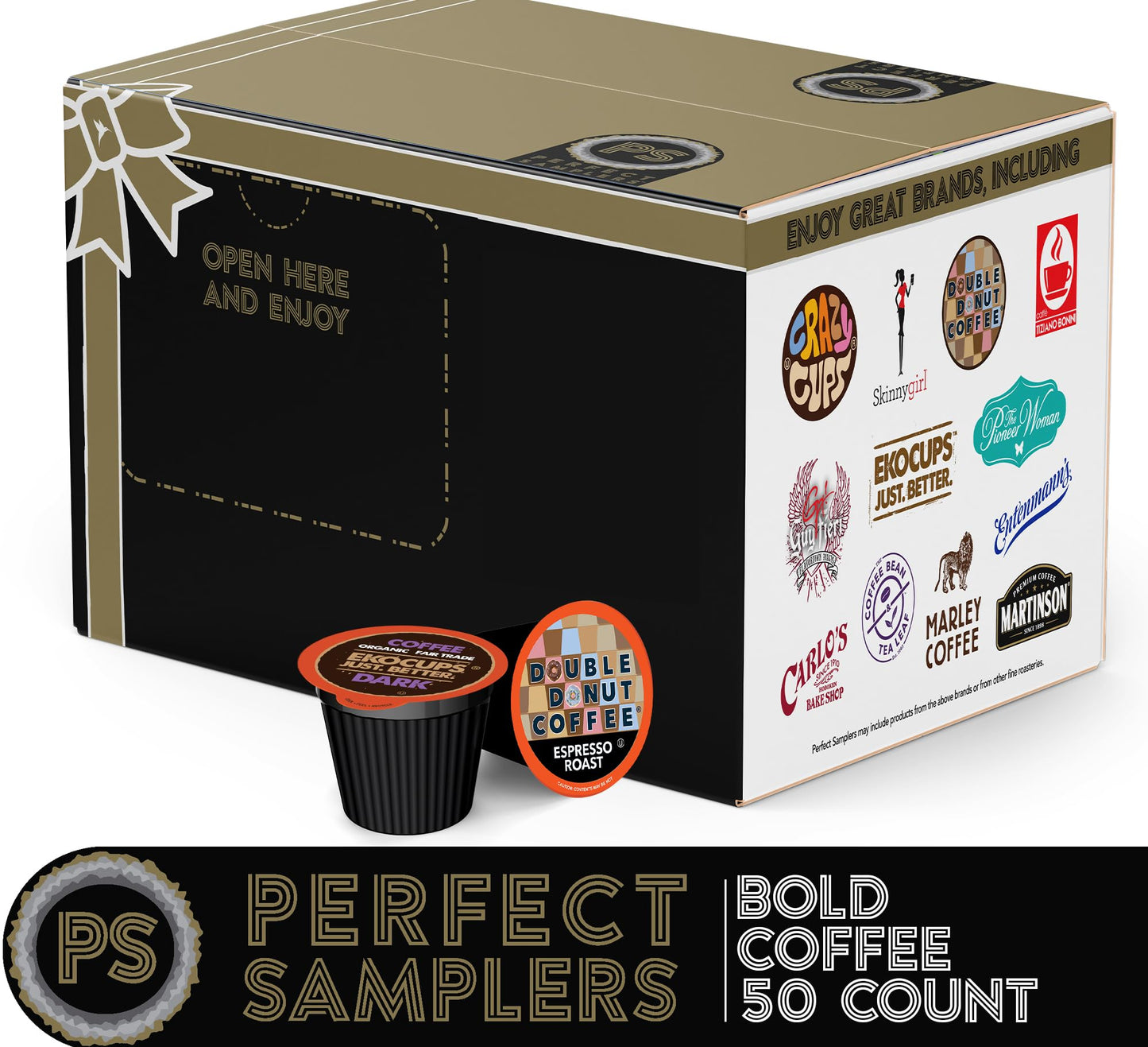 Perfect Samplers Dark Roast Single Serve Coffee Pods for Keurig, 50 Count