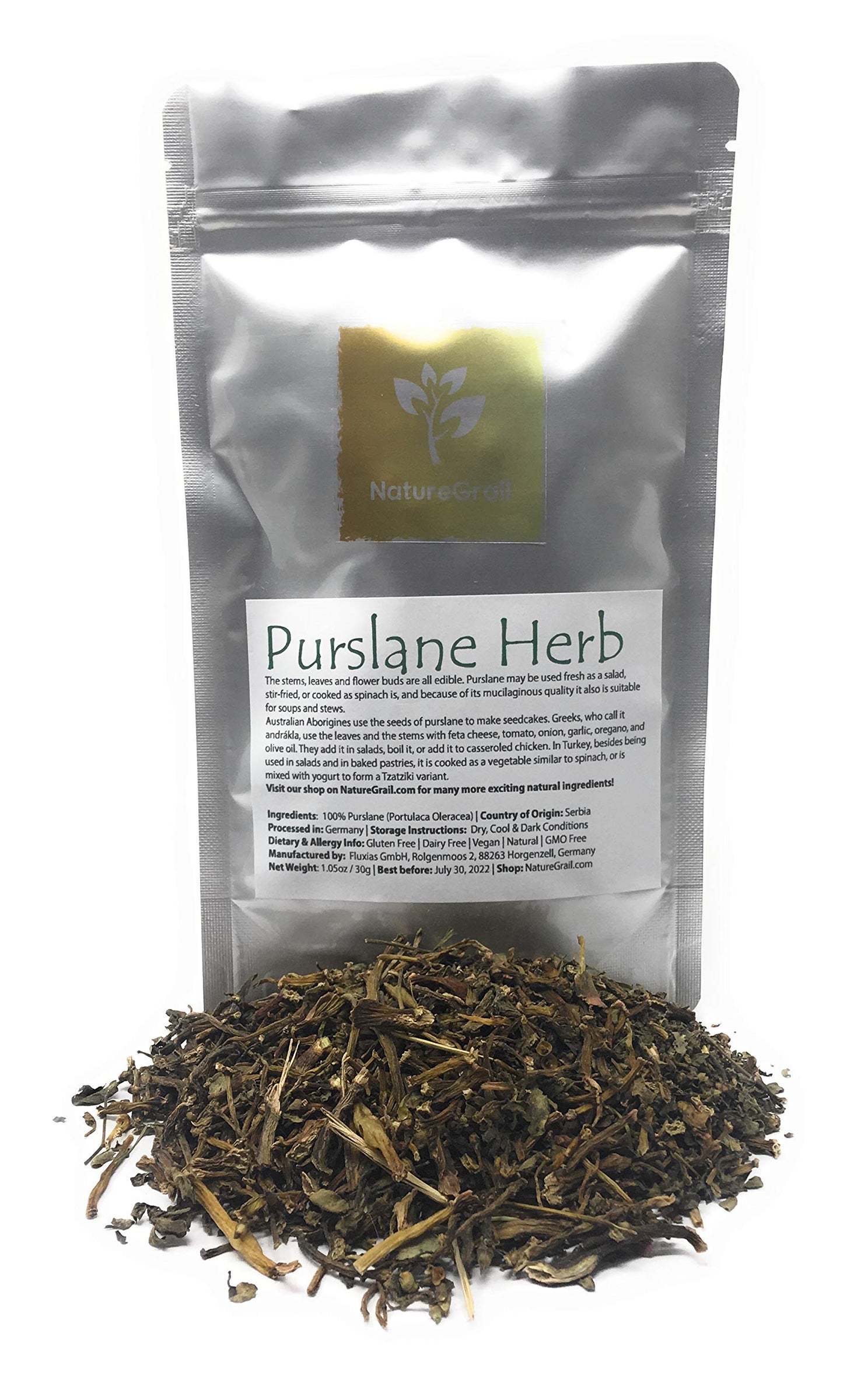 Purslane Herb - Dried And Cut Vegetable Similar To Spinach - Mix It With Yogurt To Make Tzatziki - Ingredients: 100% Purslane (P
