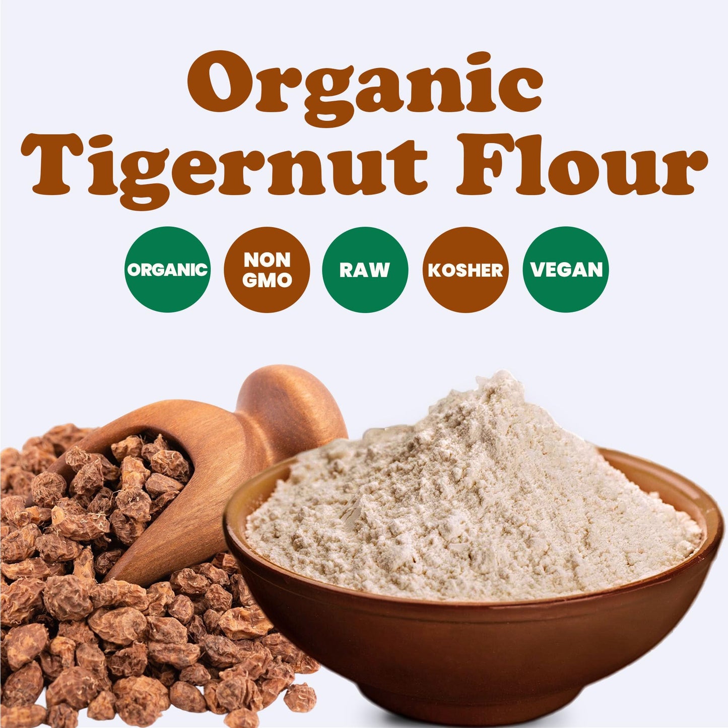 Food to Live Organic Tigernut Flour, 7 Pounds - Nut-Free, High Fiber, Low Carb, Ideal for Baking and Smoothies, Keto and Vegan F