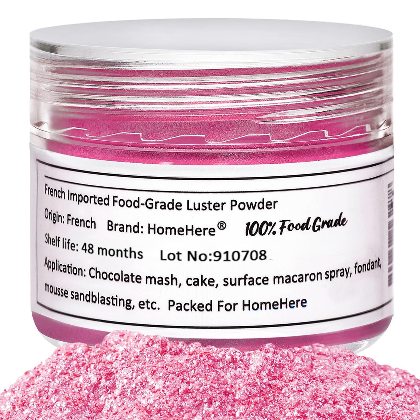 HomeHere Edible Luster Dust Glitter for Cake Decorating, 7g, Vibrant Pink