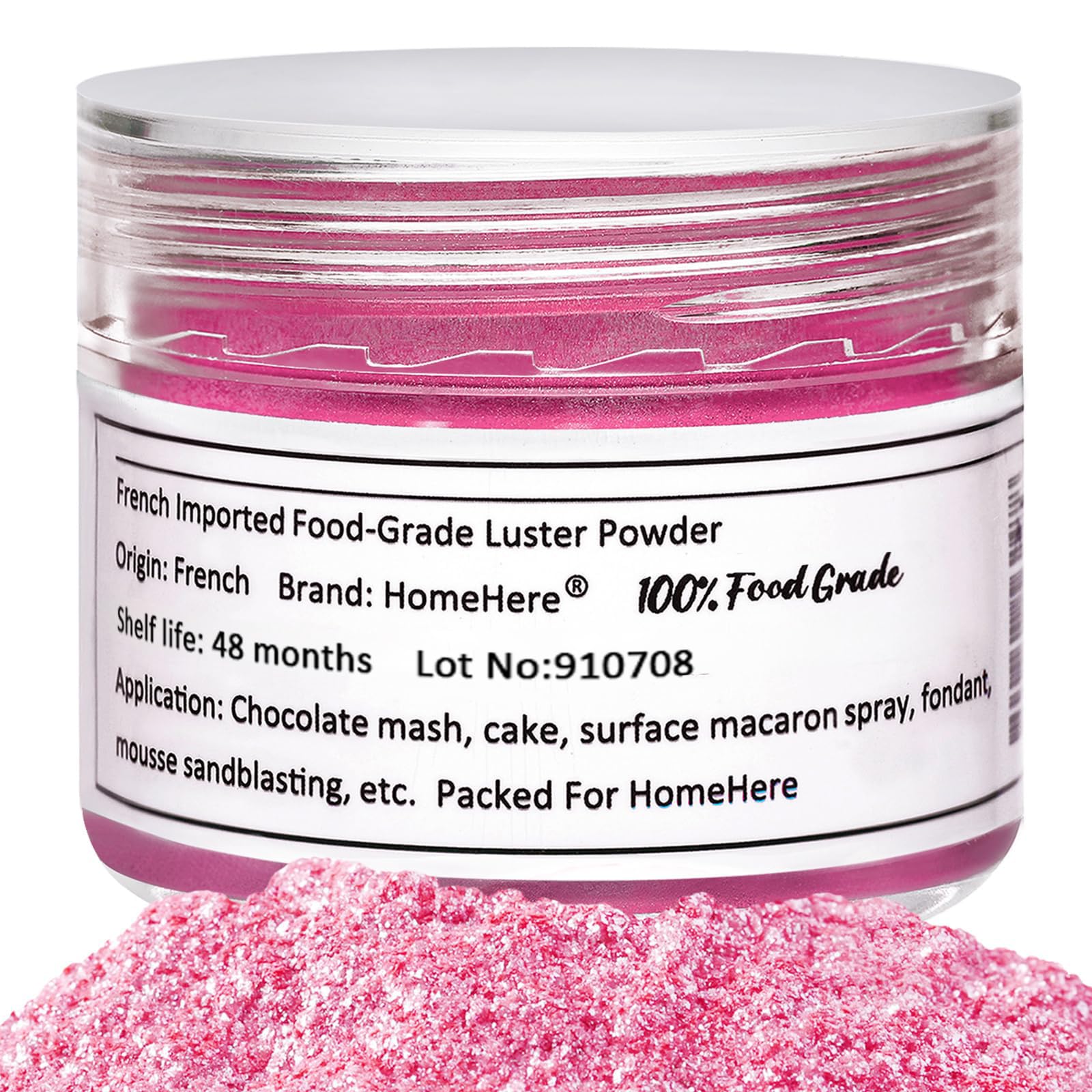 HomeHere Edible Luster Dust Glitter for Cake Decorating, 7g, Vibrant Pink