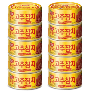 Dongwon Tuna Can Hot Pepper Sauce, 100g(3.5oz) x 10can - Korean Canned Tuna ????