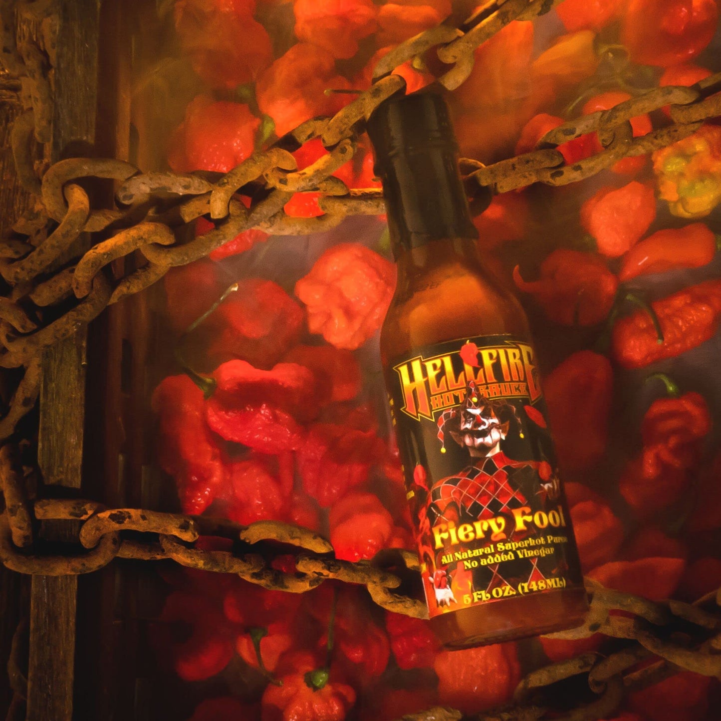 Hellfire Hot Sauce Fiery Fool - Extreme Hot Sauce Without Extract, Featured On Hot Ones Tv Show, 5 Oz.