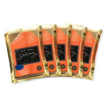 New Yorks Delicacy Smoked Salmon Nova - Pre-Sliced, Fully Trimmed, Kosher, Gluten Free - 5 x 8 Oz. (2.5 Lb.) - High