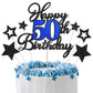 Happy 50th Birthday Cake Toppers, Black Blue Glitter Cake Decorations Set, 50th Birthday Decor, Birthday Anniversary Party Decor