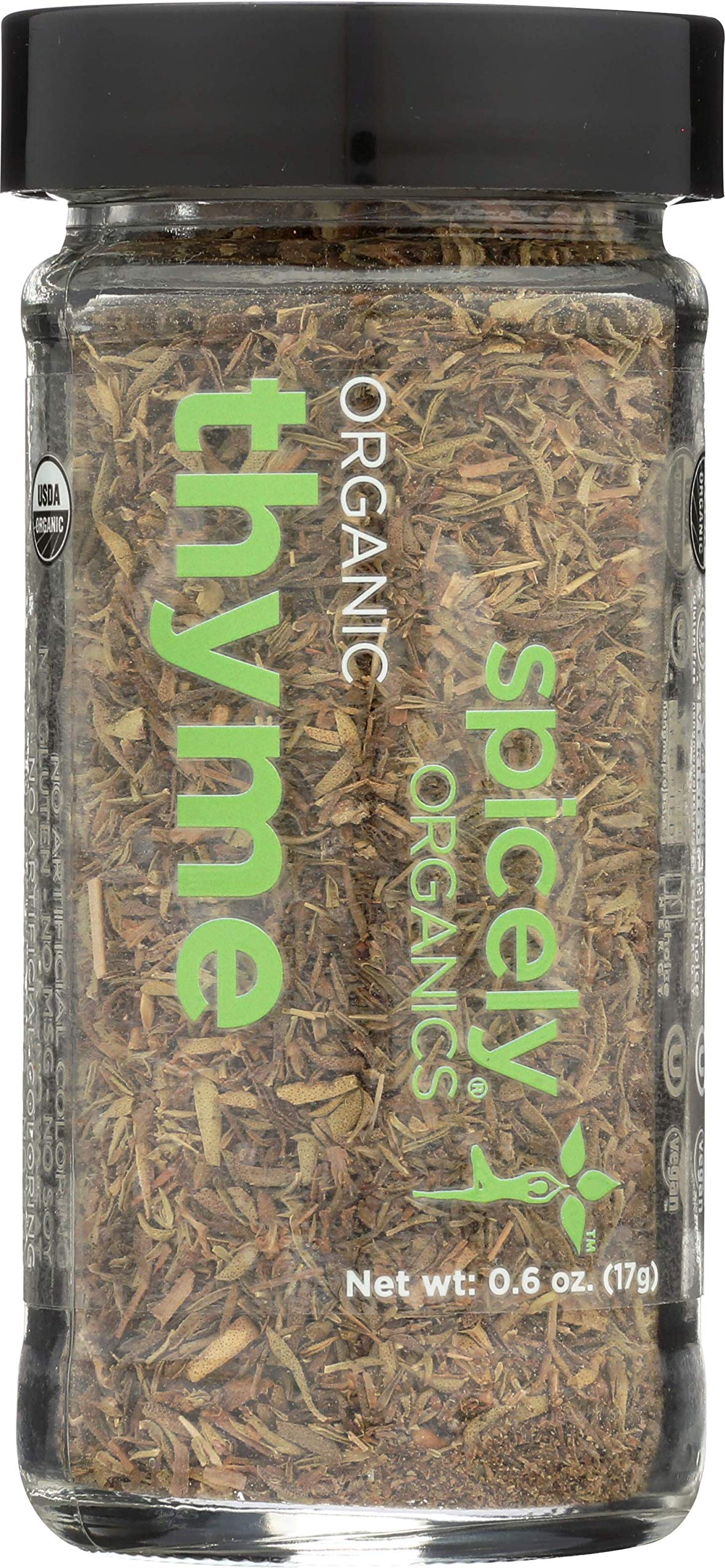 Spicely Organic Thyme 0.60 Ounce Jar Certified Gluten Free