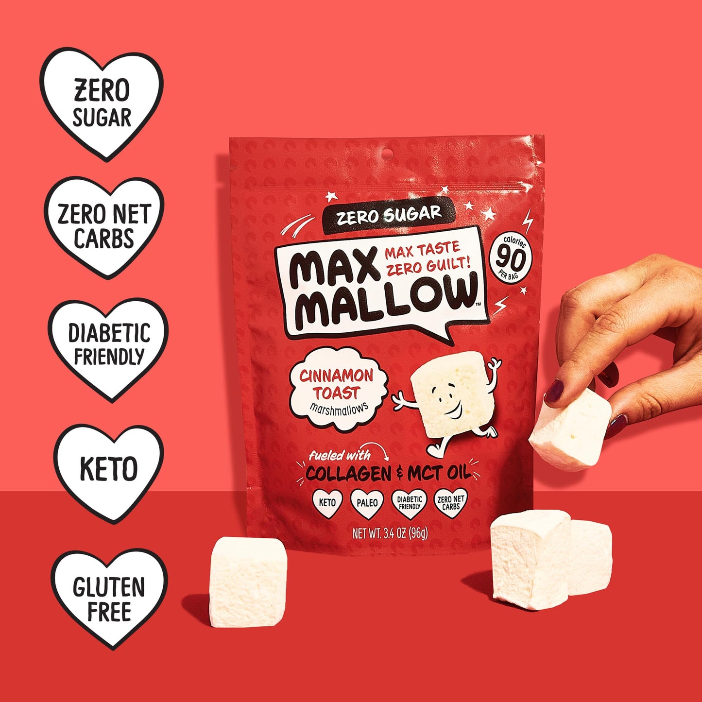 Know Brainer Max Mallow Cinnamon Toast - Guilt-Free & Zero Sugar Marshmallows - Low Carb, Zero Fat, Gluten-Free & Ketogenic - Ma