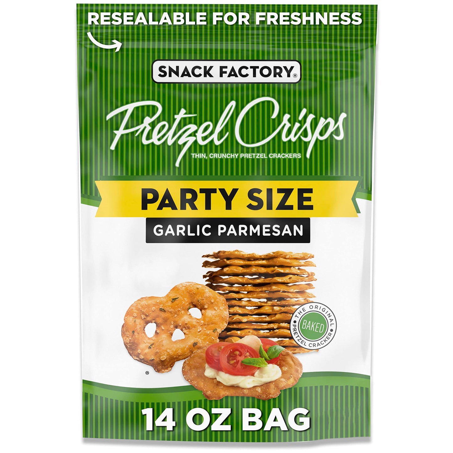 Snack Factory Garlic Parmesan Pretzel Crisps, 14 Oz Party Size Bag