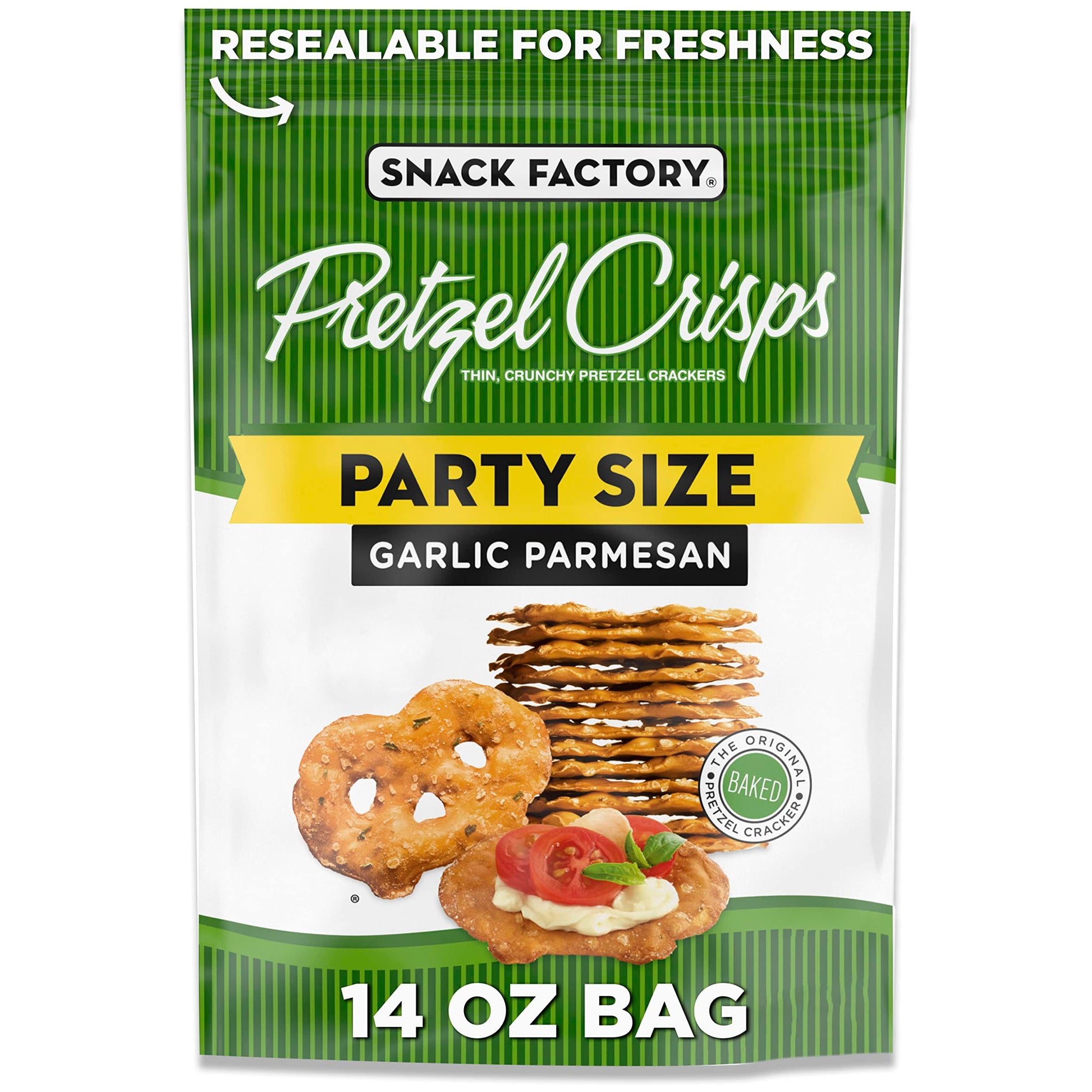 Snack Factory Garlic Parmesan Pretzel Crisps, 14 Oz Party Size Bag