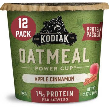 Kodiak Cakes Instant Protein Apple Cinnamon Oatmeal in a Cup, 2.12oz (Pack of 12)