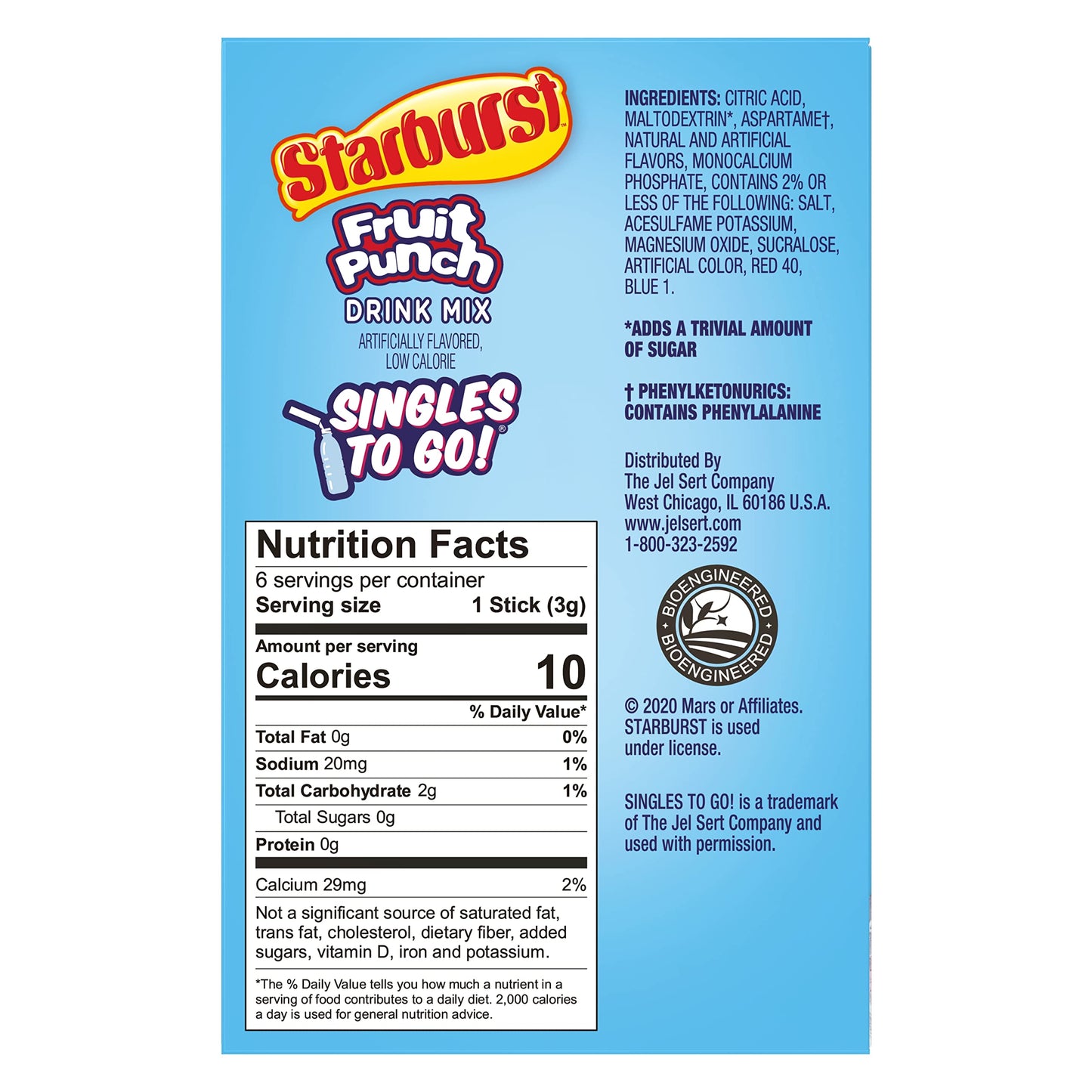 Starburst Singles To Go Powdered Drink Mix, Fruit Punch, 3 Boxes With 6 Packets Each - 18 Total Servings, Sugar-Free Drink Powde
