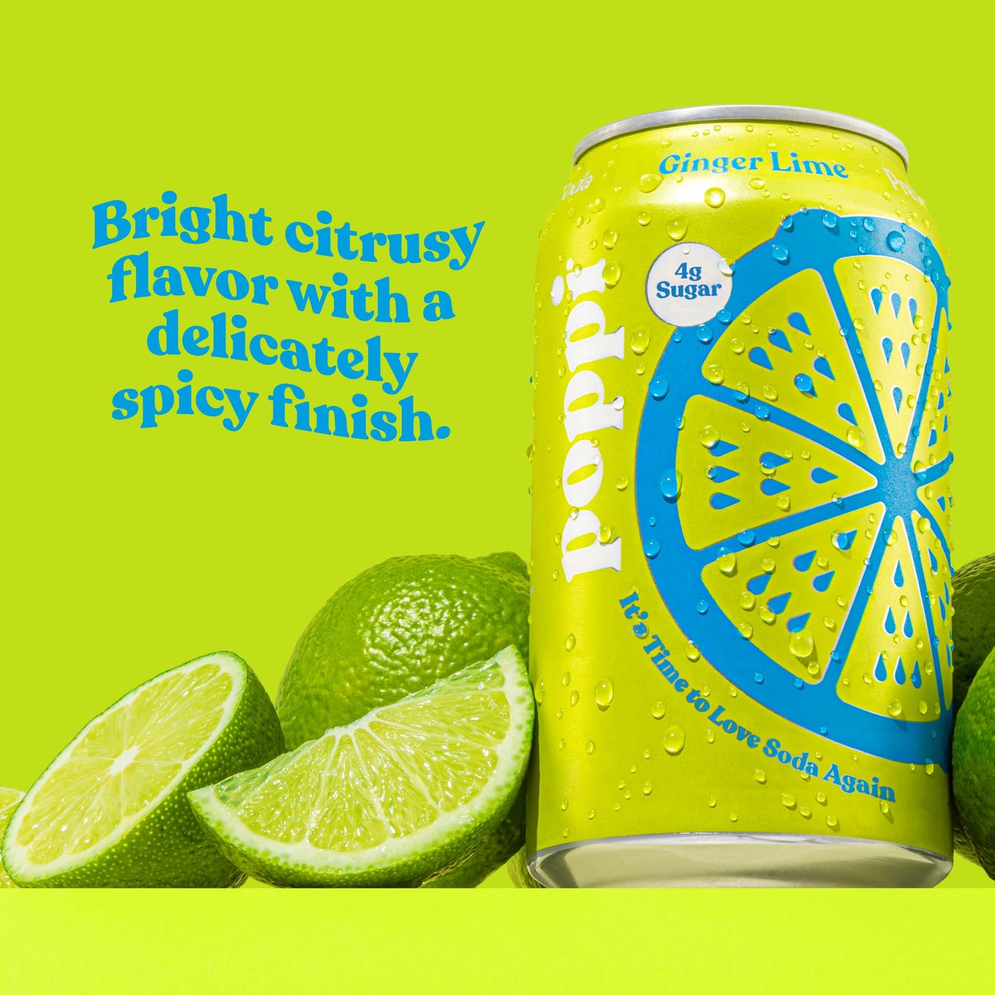 Poppi Lime Ginger Prebiotic Soda, 12 Fz