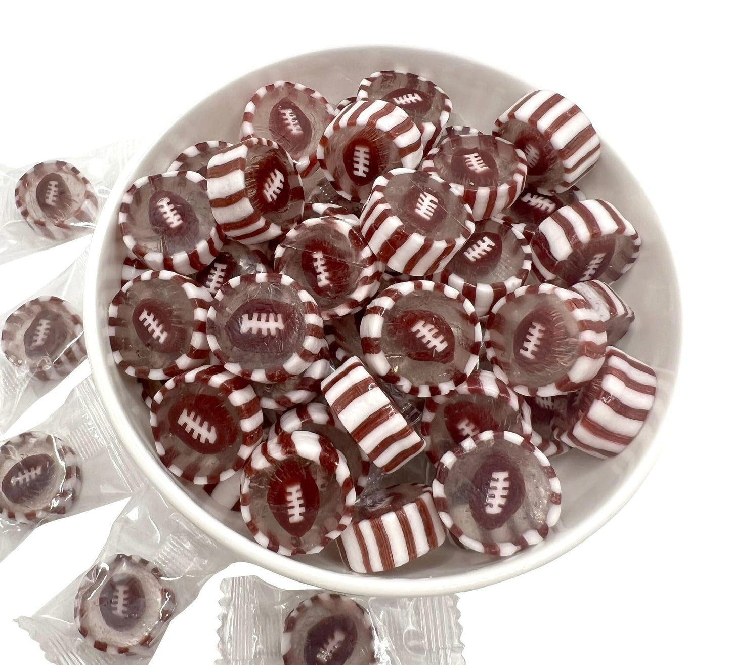 Football Candy - Hard Candy 8 OZ Resealable Bag of Individually Wrapped Small Candy (approx. 58 pcs) Hard Candies - Great for Fo