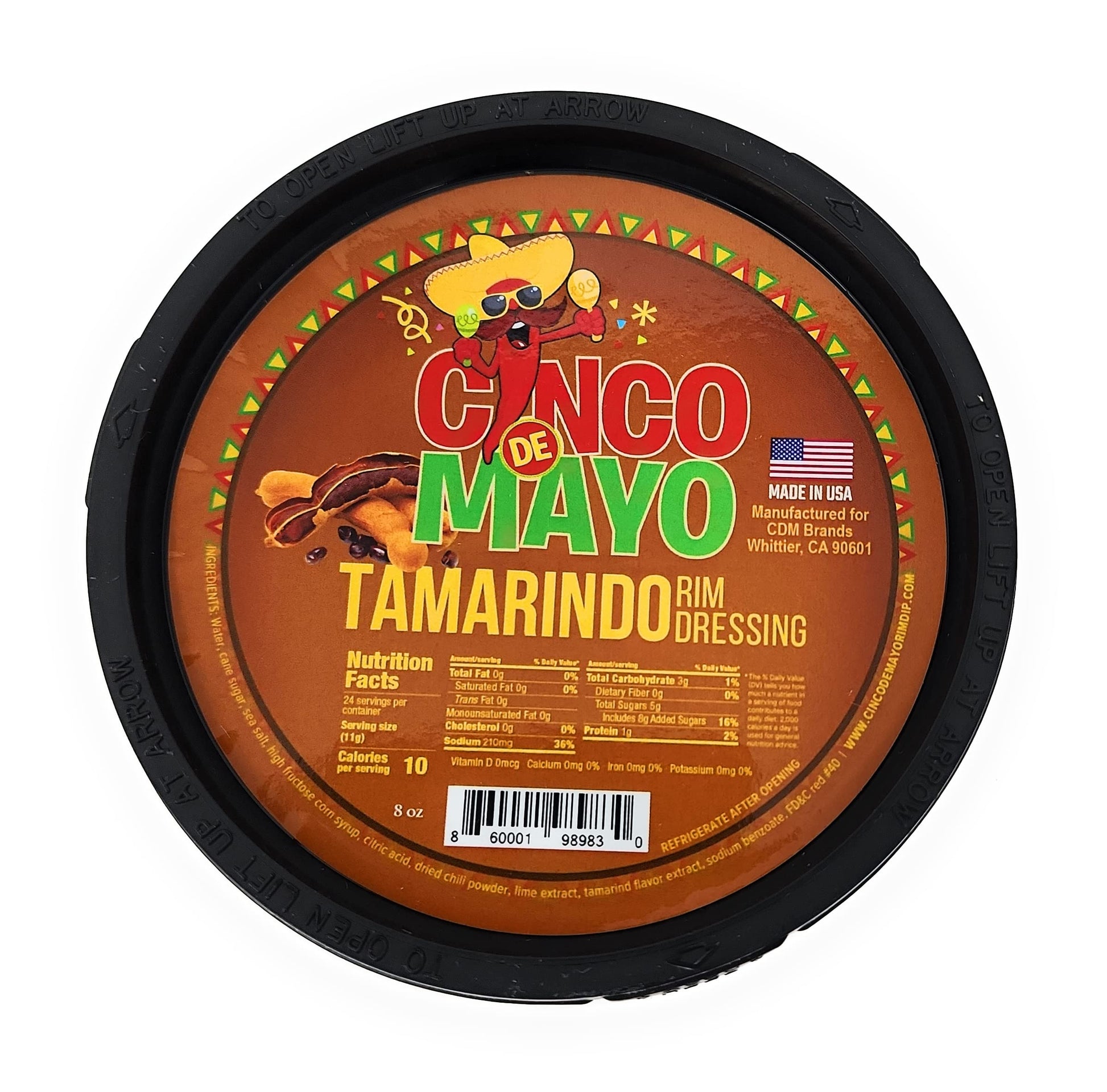 Cinco de Mayo Tamarindo Rim Dip Cocktail Dressing, 7.6 oz Container, Glass