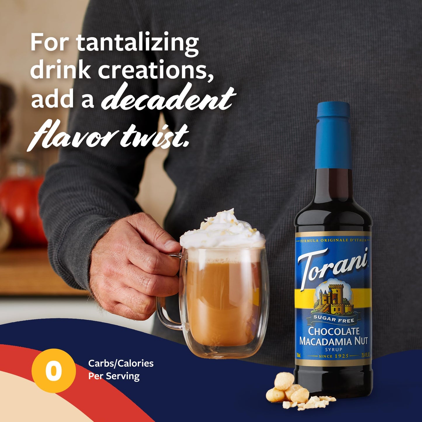Torani Sugar Free Coffee Syrup, Chocolate Macadamia Nut, Zero Calorie, 25.4 Fl Oz
