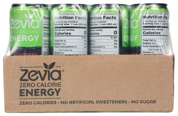 Zevia Zero Calorie Energy Drink  Strawberry Kiwi  120mg Caffeine  Zero Sugar  Non-GMO  12 Fl Oz (Pack of 12)