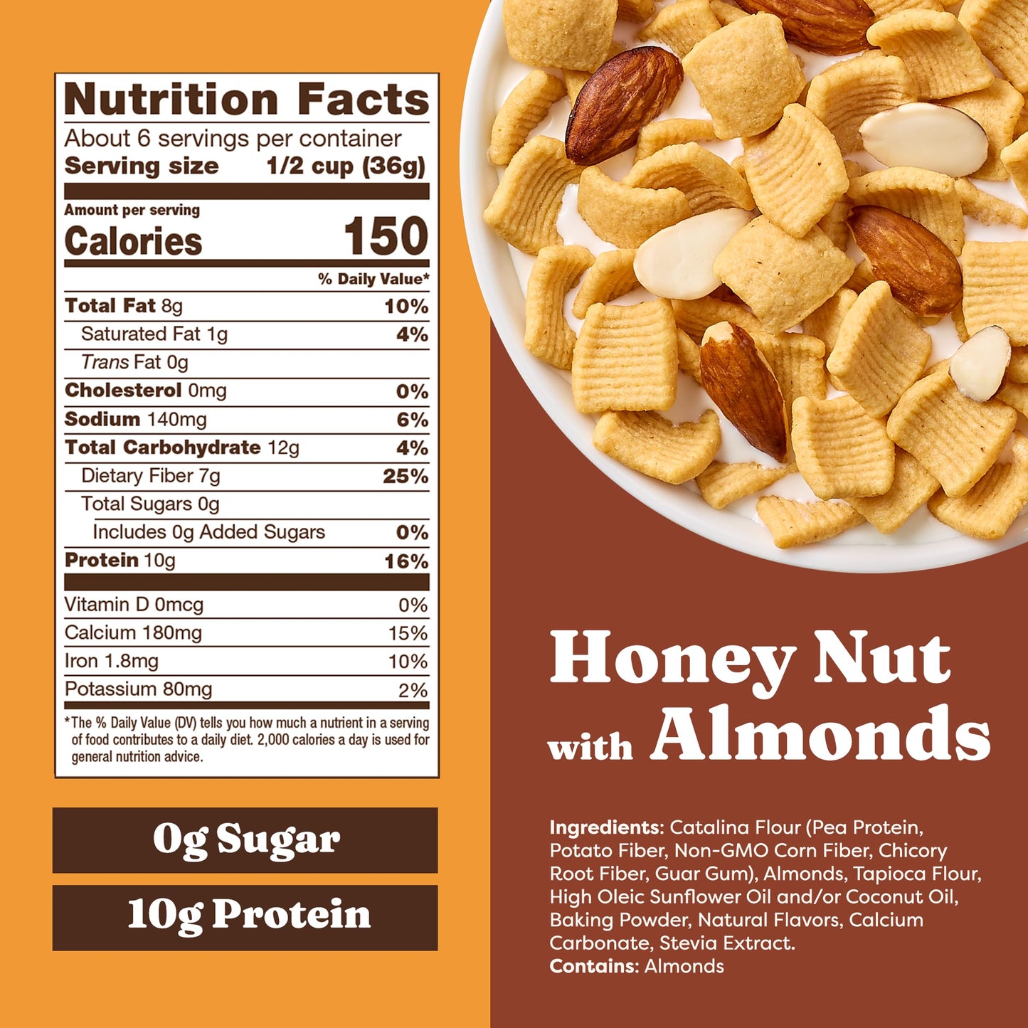 Catalina Crunch Protein Cereal - Breakfast Cereal With 10G Of Protein, No Added Sugar - Gluten Free, Keto Friendly - Honey Nut W