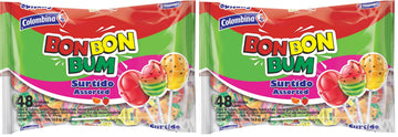Colombina Bon Bon Bum Lollipops, Assorted Flavor, 48 Count (Pack of 2)