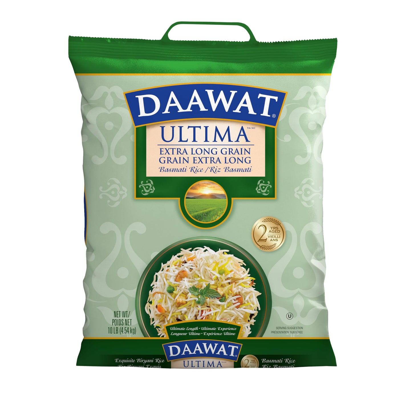 Daawat Ultima Extra Long Grain Basmati Rice, 2-Years Aged, 10Lbs