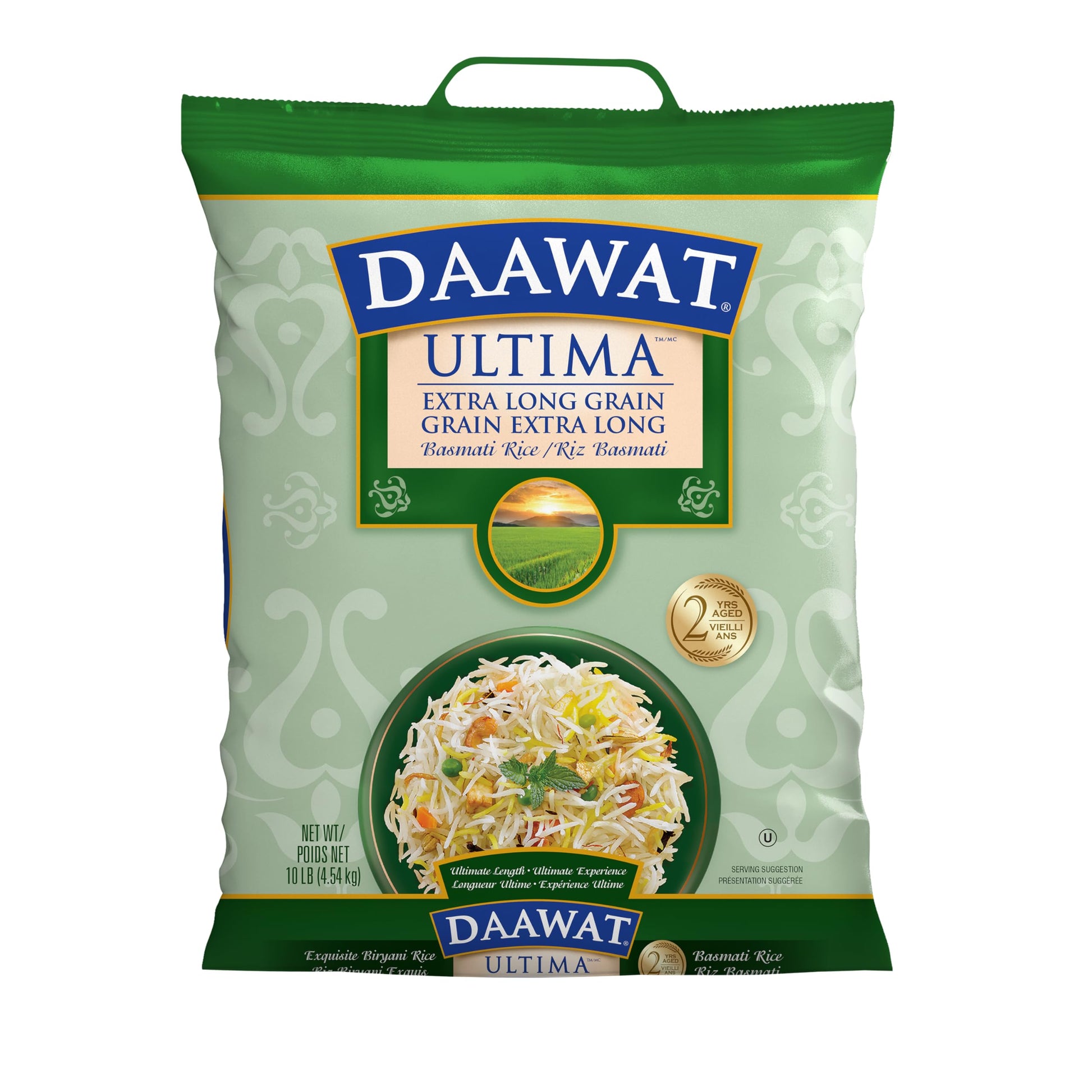 Daawat Ultima Extra Long Grain Basmati Rice, 2-Years Aged, 10Lbs