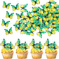 Rsstarxi 48 Pack Wafer Paper Butterflies Cake Decorations, Edible Cupcake Toppers for Parties, Green